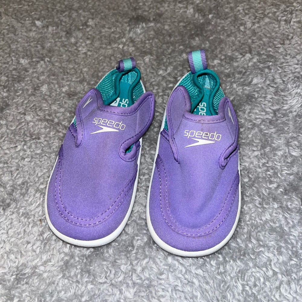 Toddler Girl Speedo Purple and Teal Water Shoes with Elastic Tabs